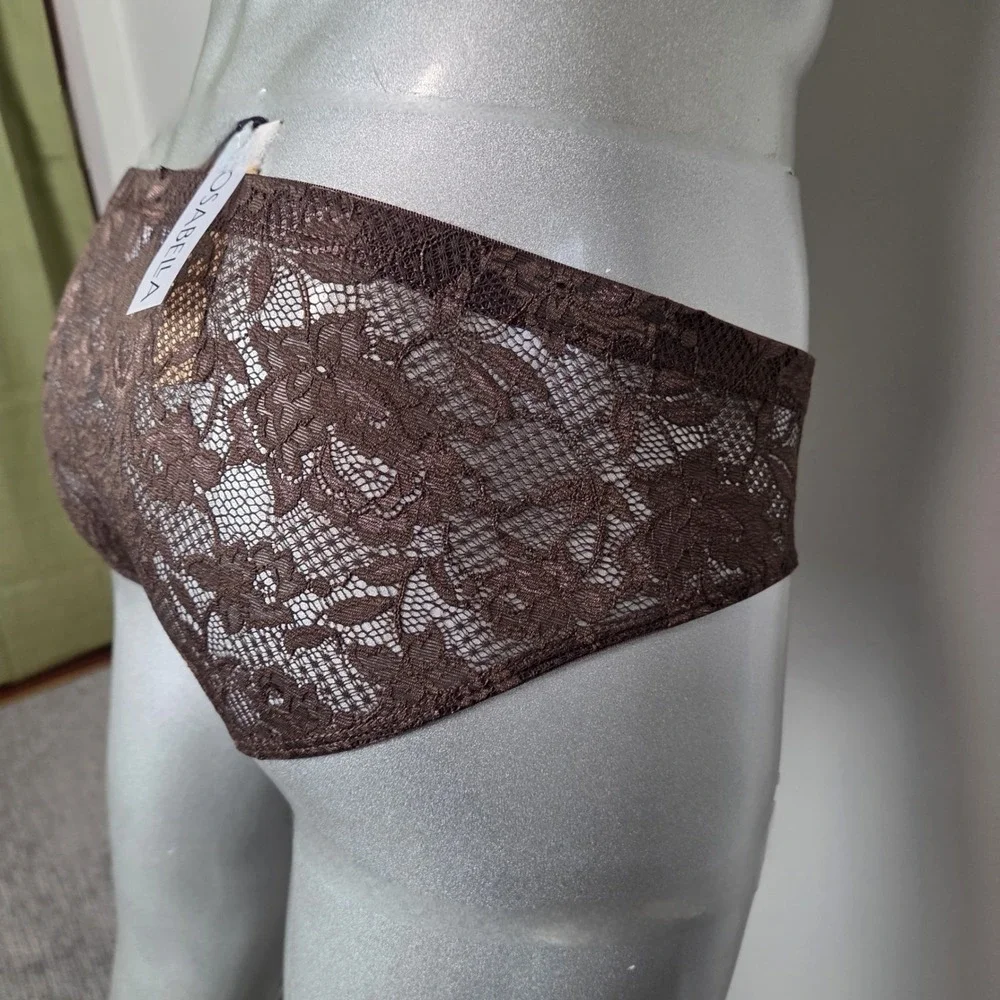 Cosabella luxurious stretch lace Briefs Brown Floral Mid Rise New